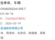 比亚迪获得实用新型专利授权：“电池组、电池装置和用电装置”